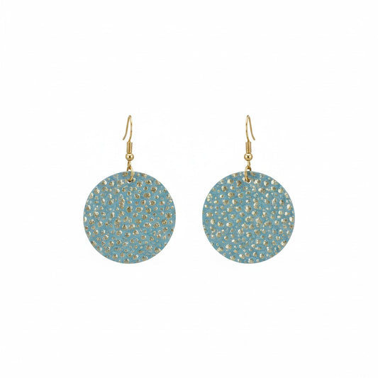 Mint Gold Tipped Circle Leather Earrings