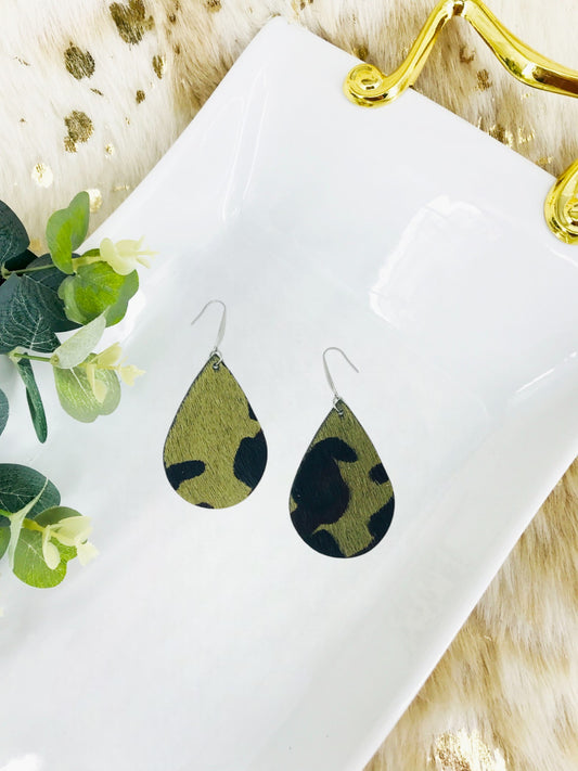 Hair On Camo Pattern Leather Earrings - E19-1120