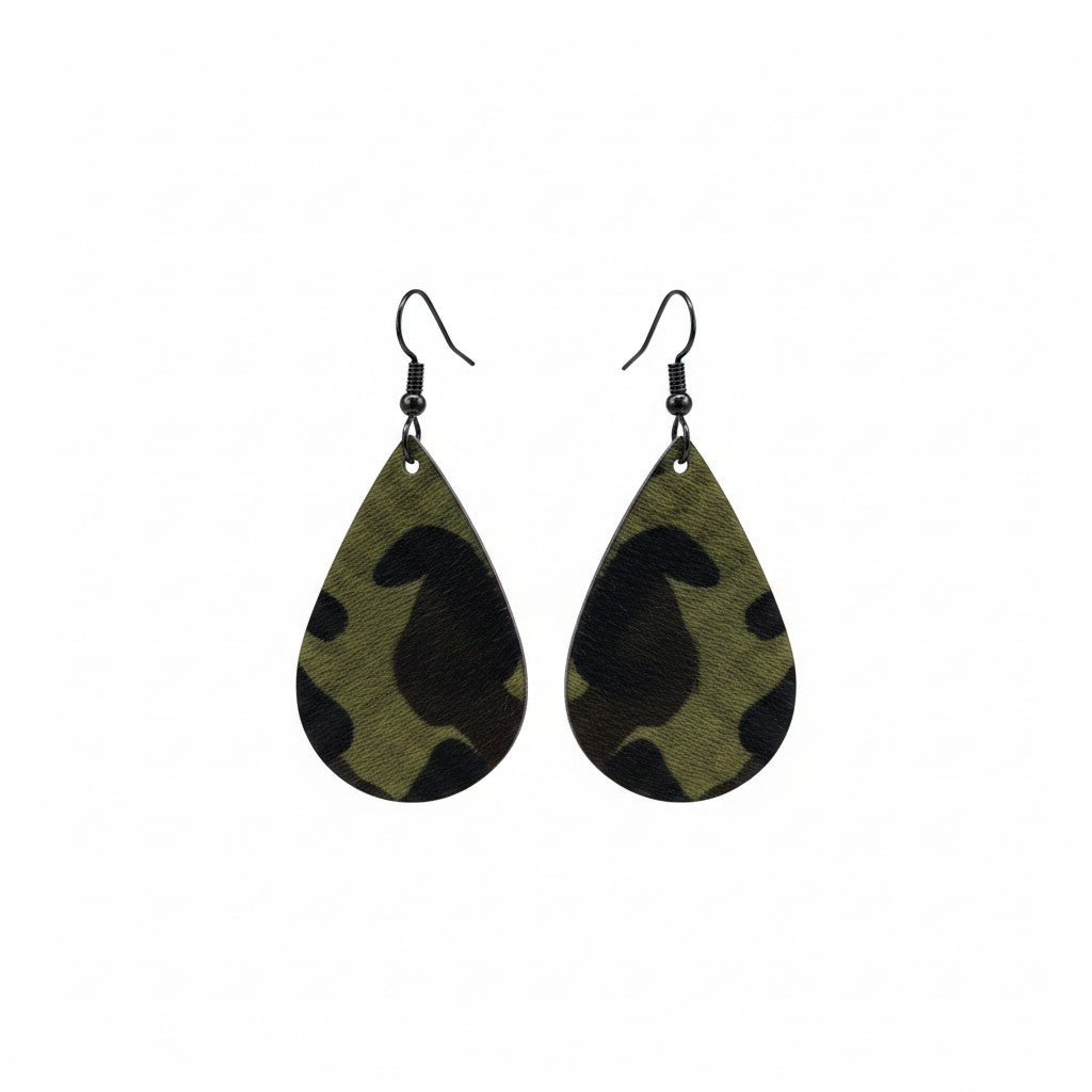 Evergreen Camo Teardrop Earrings