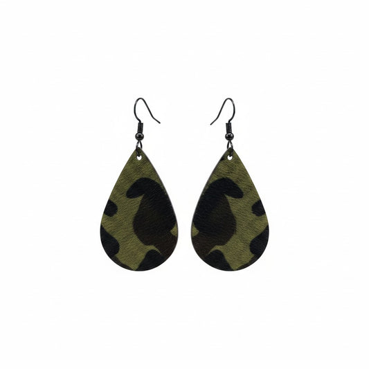 Evergreen Camo Teardrop Earrings