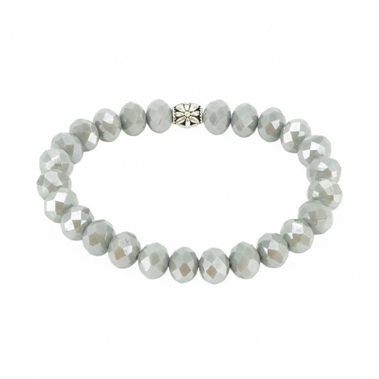 Gray Glass Bead Stretch Bracelet