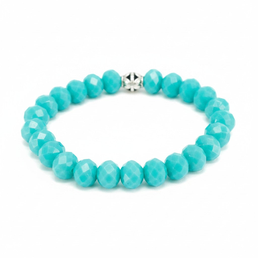 Light Turquoise Glass Bead Stretch Bracelet