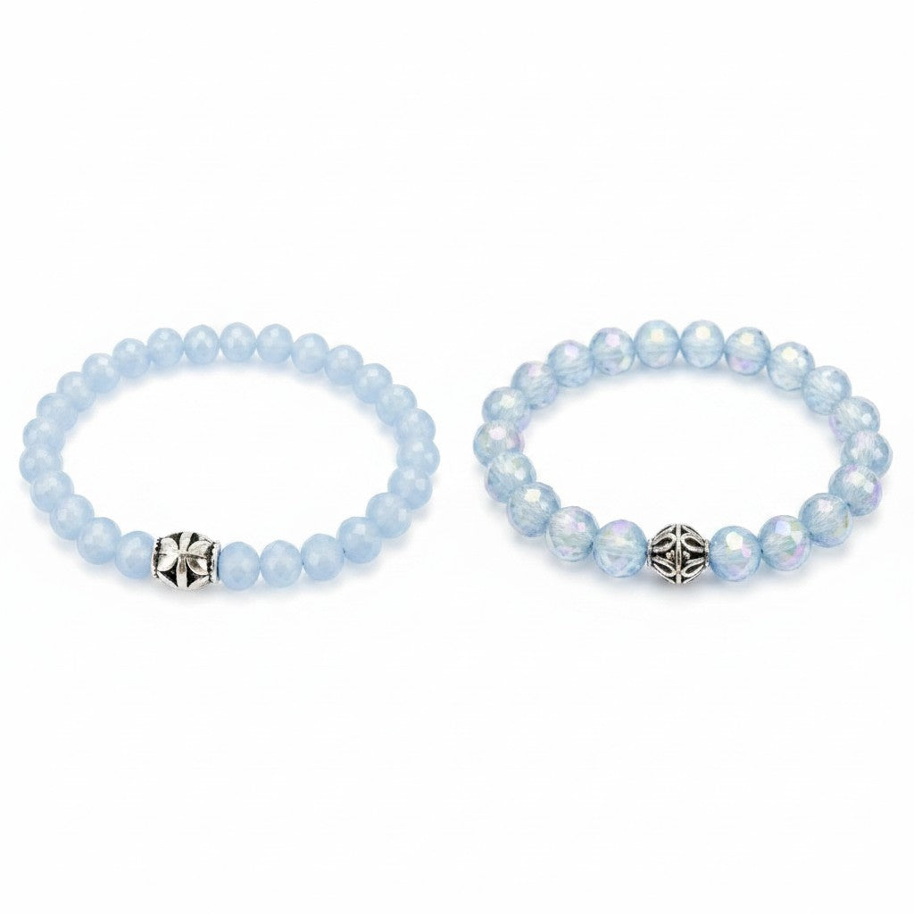 Light Blue AB Glass Bead Stretch Bracelet