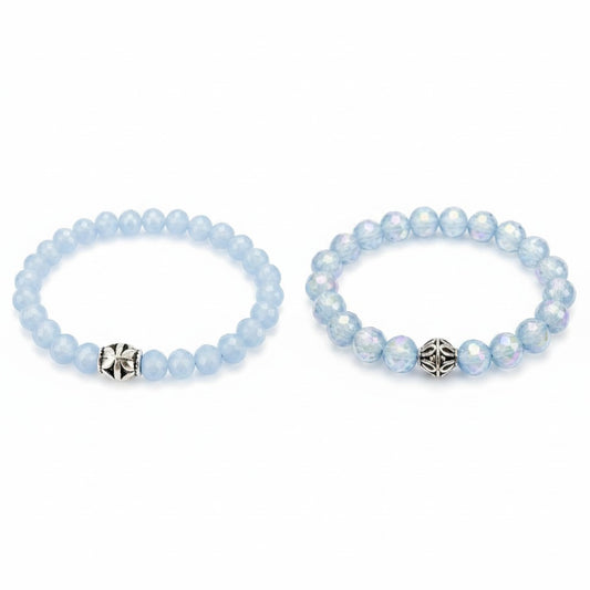 Light Blue AB Glass Bead Stretch Bracelet