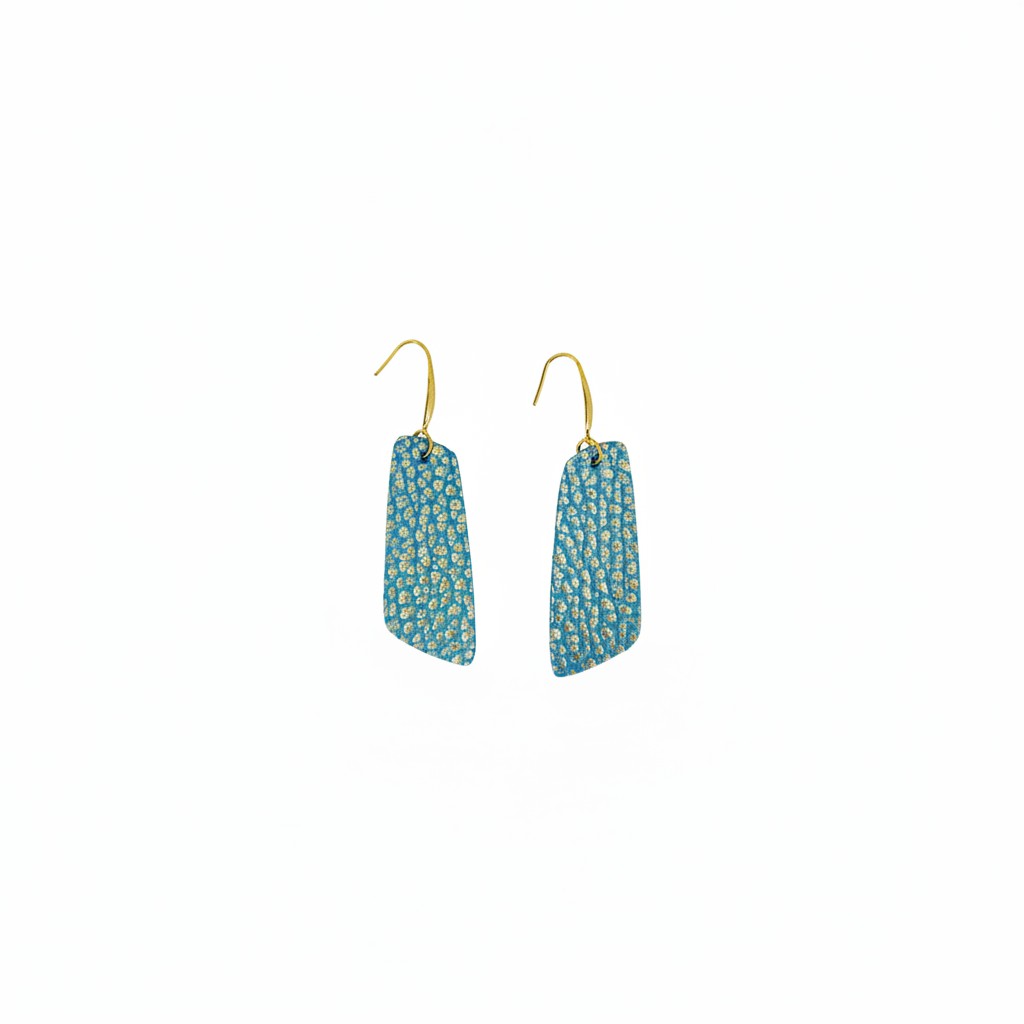 Mint Gold Tipped Bar Leather Earrings