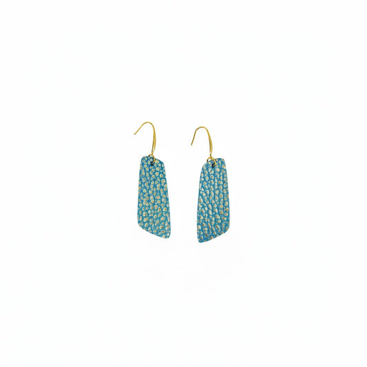 Mint Gold Tipped Bar Leather Earrings