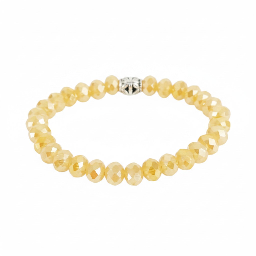 Metallic Tan Glass Bead Stretch Bracelet