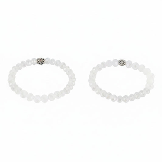 White AB Glass Bead Stretch Bracelet