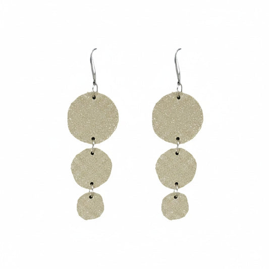 Champagne Dazzle Triple Circle Leather Earrings