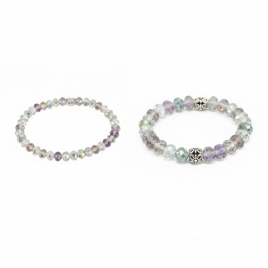 Iridescent Multi-Color Glass Bead Stretch Bracelet