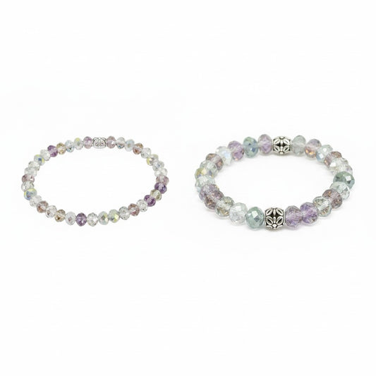 Iridescent Multi-Color Glass Bead Stretch Bracelet