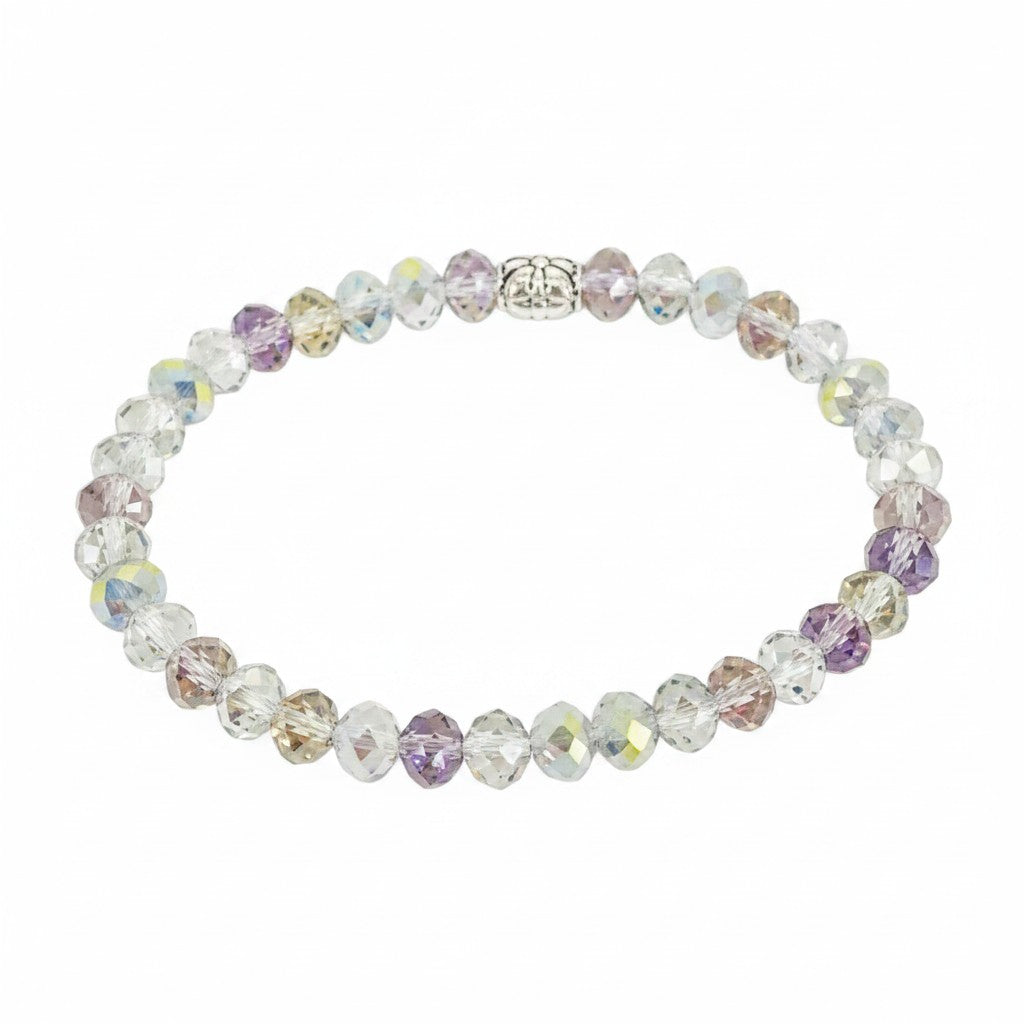 Iridescent Multi-Color Glass Bead Stretch Bracelet