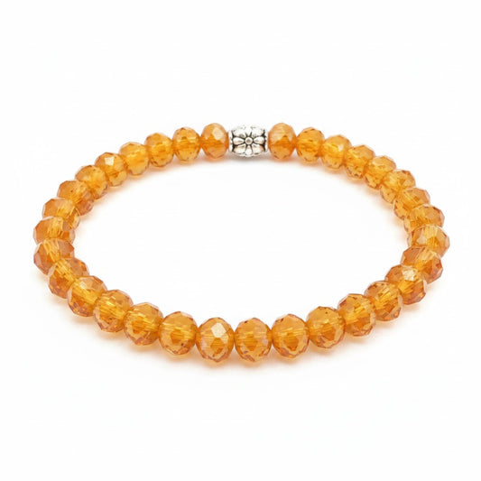 Burnt Orange Glass Bead Stretch Bracelet