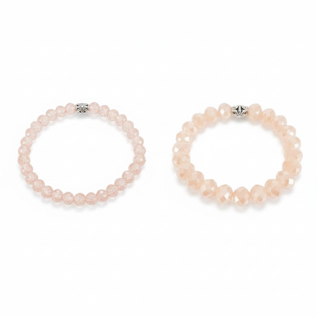 Pink AB Glass Bead Stretch Bracelet