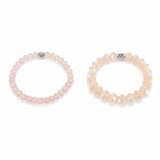Pink AB Glass Bead Stretch Bracelet