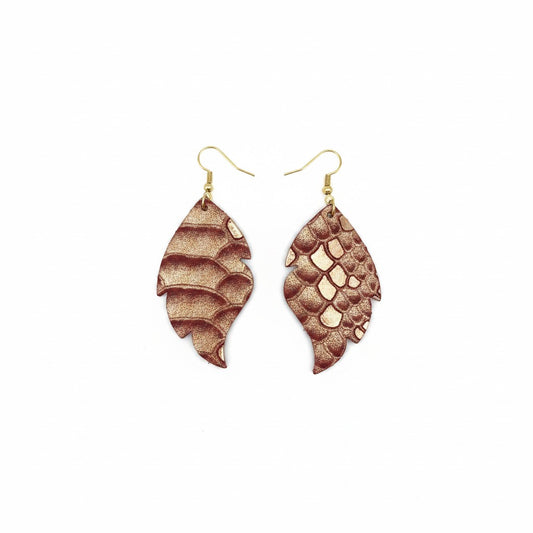 Rose Gold Copper Mystic Snake Cutout Leather Earrings