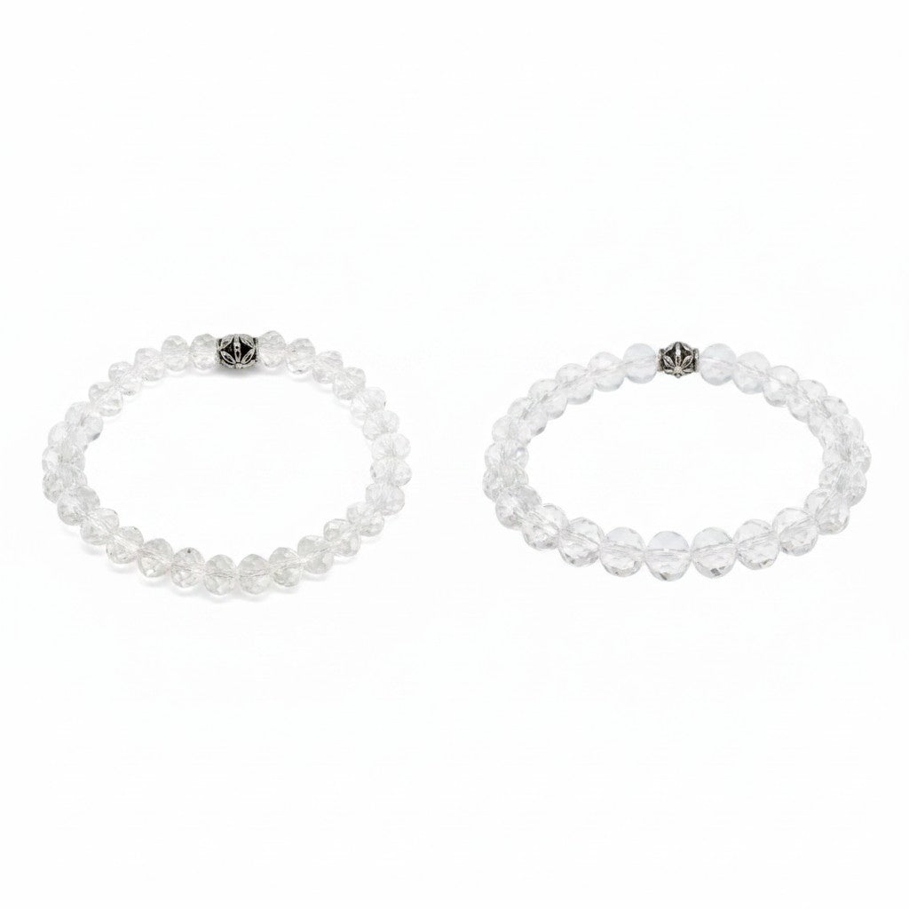Crystal Clear Glass Bead Stretch Bracelet