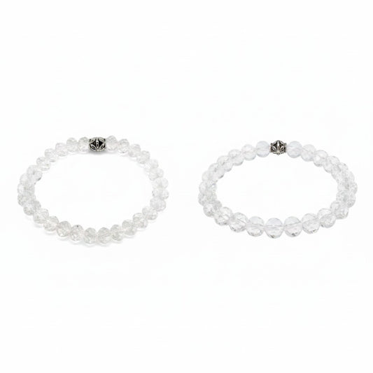 Crystal Clear Glass Bead Stretch Bracelet