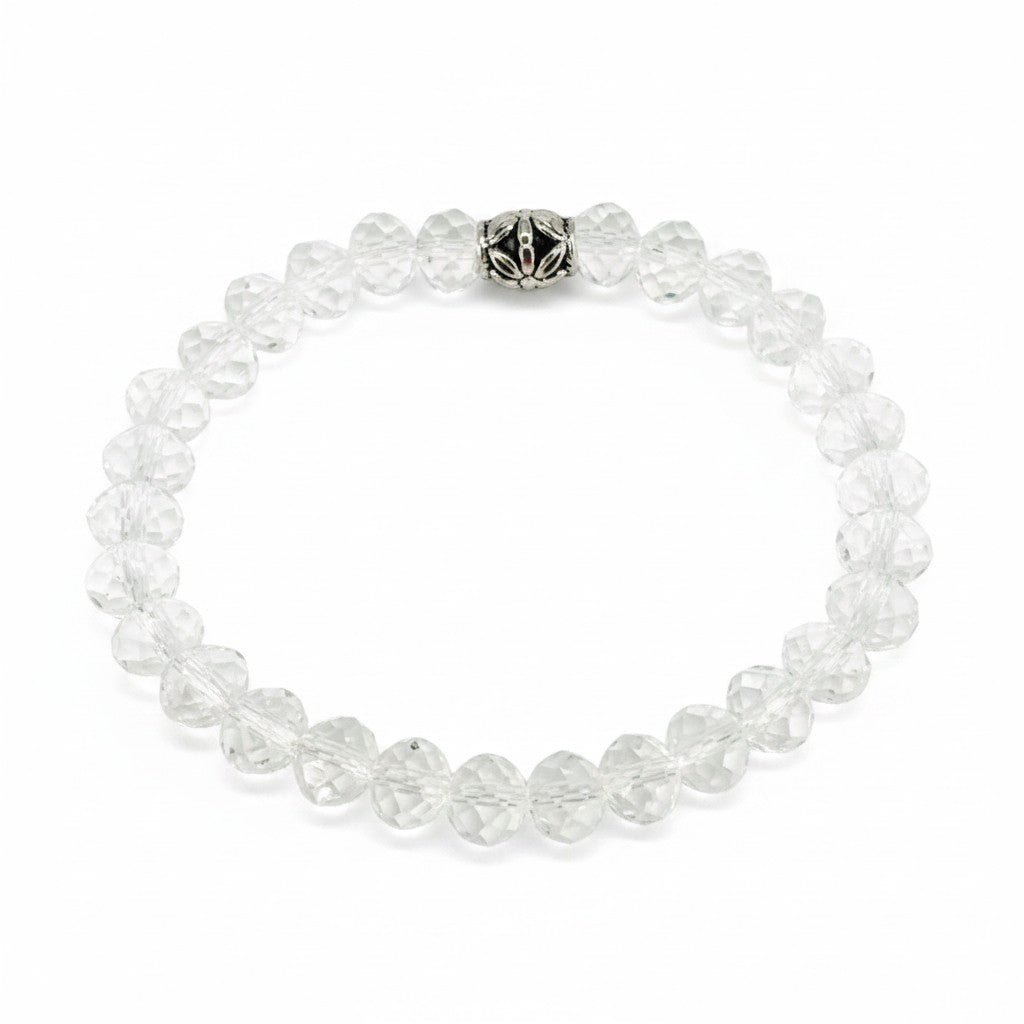 Crystal Clear Glass Bead Stretch Bracelet