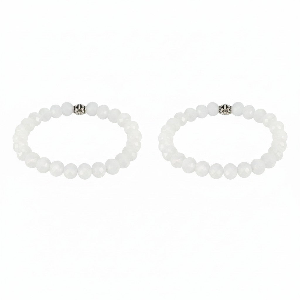 White Glass Bead Stretch Bracelet