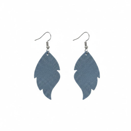 Iceberg Dazzle Curved Leaf Leather Earrings