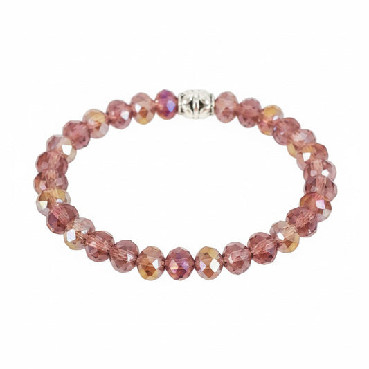 Medium Purple Glass Bead Stretch Bracelet
