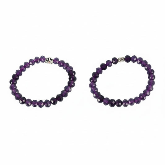 Purple Glass Bead Stretch Bracelet
