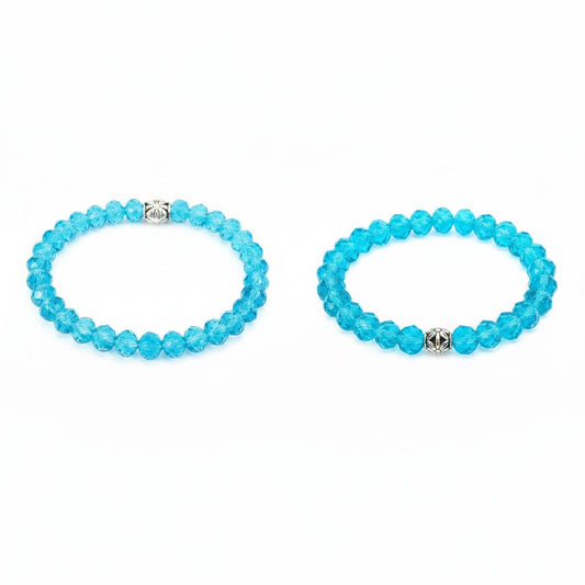 Light Blue Glass Bead Stretch Bracelet