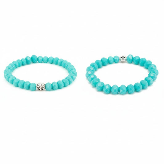 Light Turquoise Glass Bead Stretch Bracelet