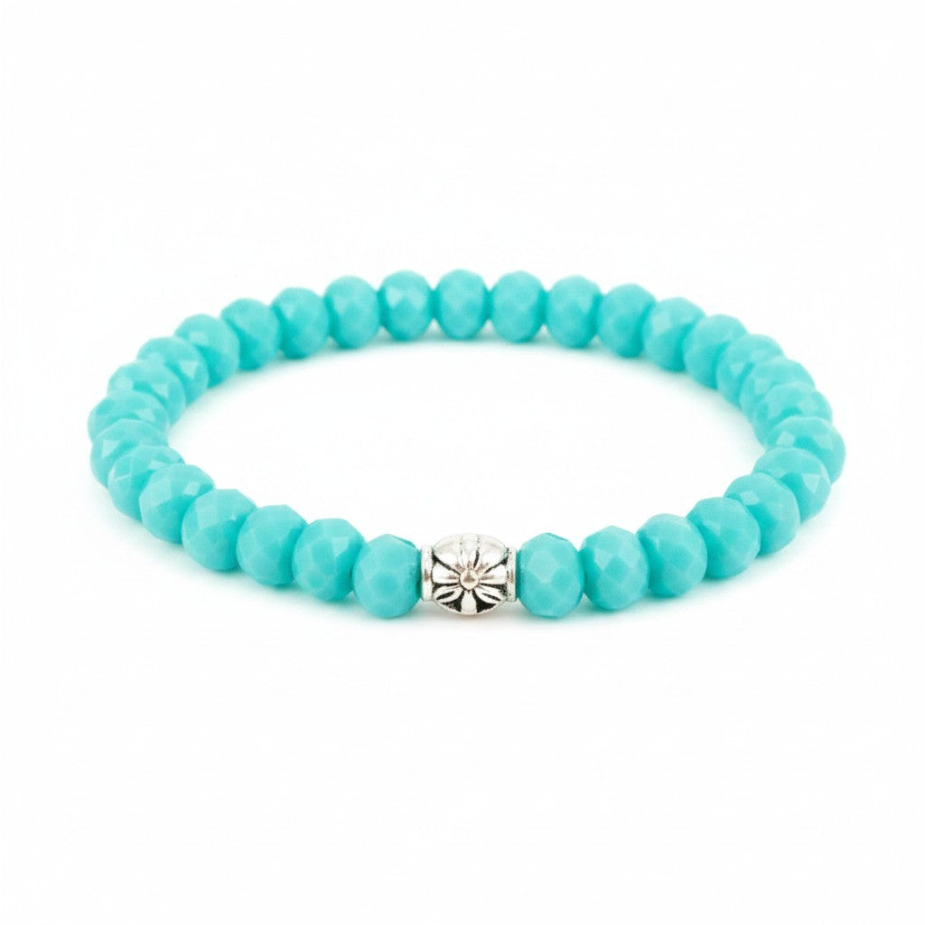 Light Turquoise Glass Bead Stretch Bracelet