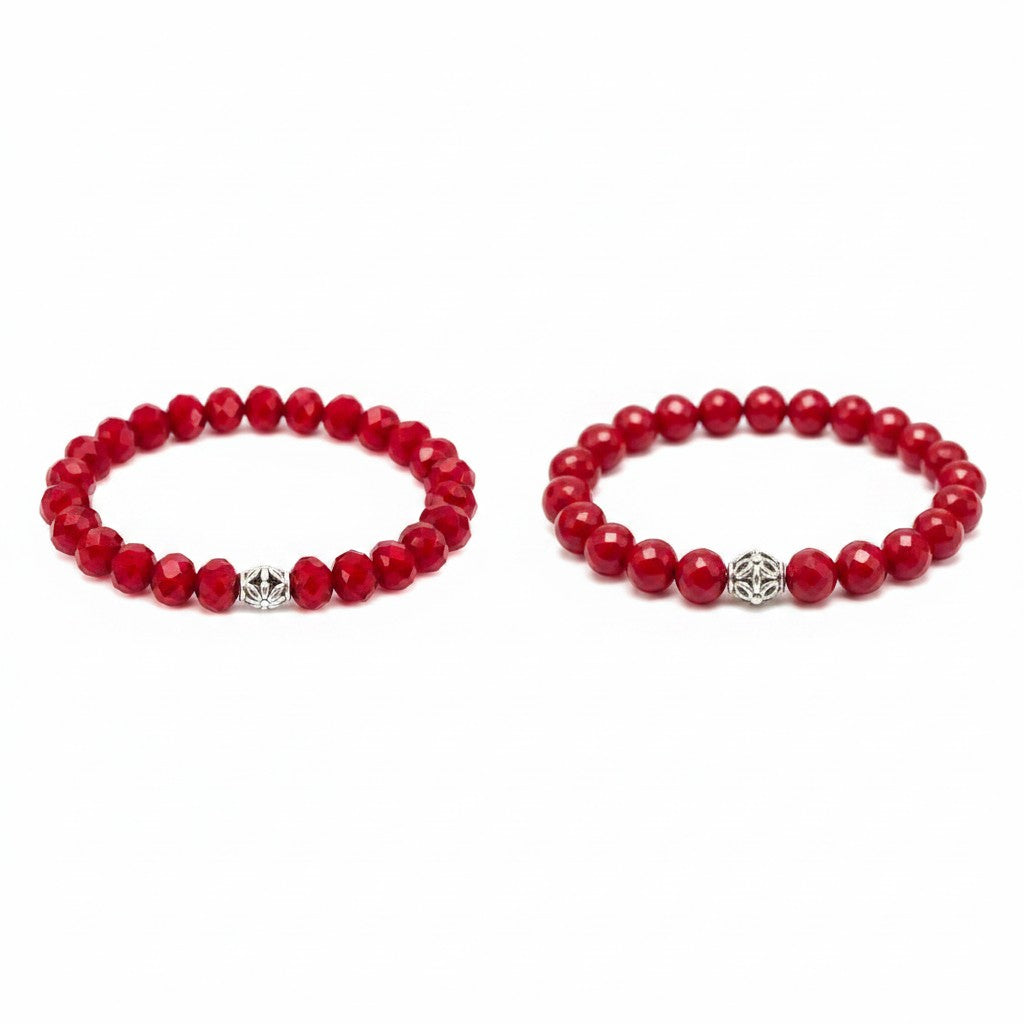 Red Glass Bead Stretch Bracelet