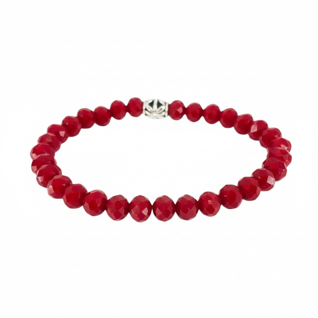 Red Glass Bead Stretch Bracelet