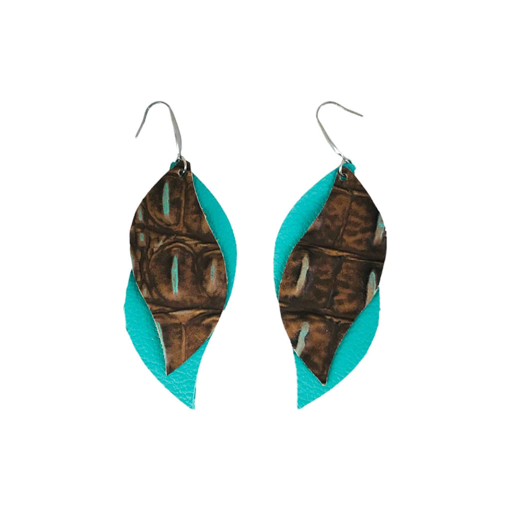 Aqua Cocoa Layered Drop Earrings