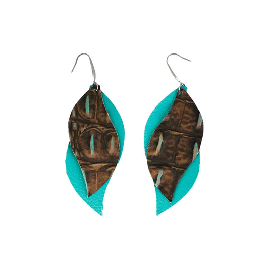 Aqua Cocoa Layered Drop Earrings