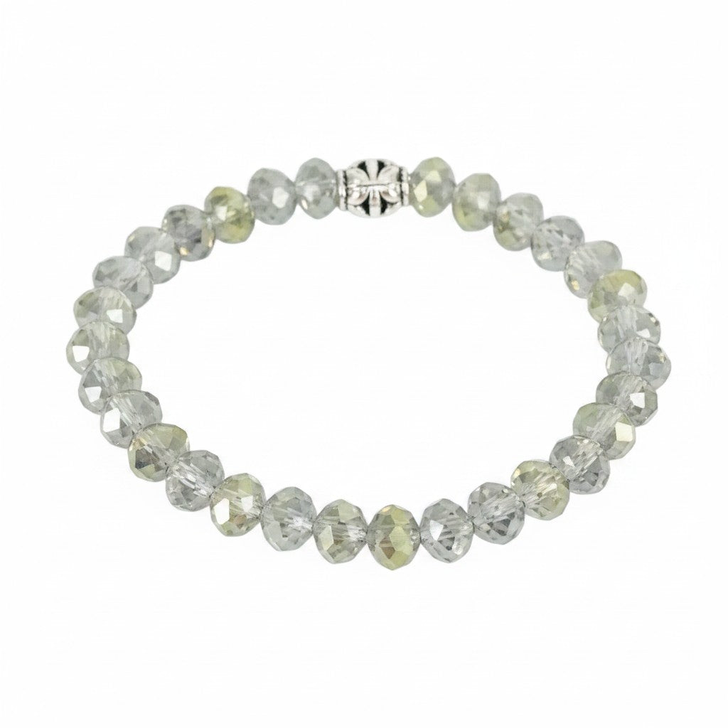 Abacus Gray Glass Bead Stretch Bracelet