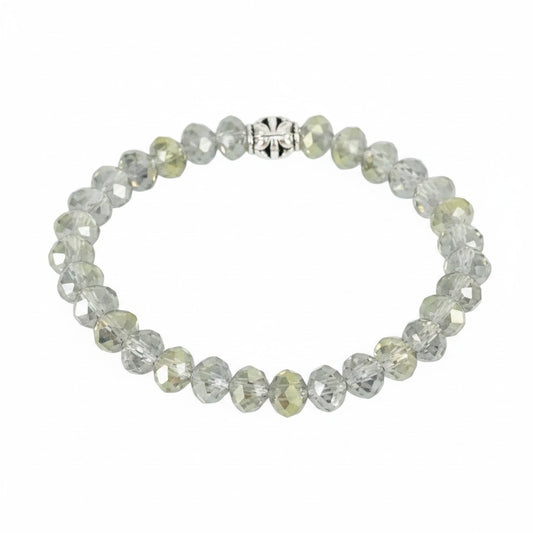 Abacus Gray Glass Bead Stretch Bracelet