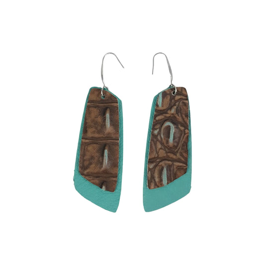 Aqua Cocoa Layered Bar Earrings