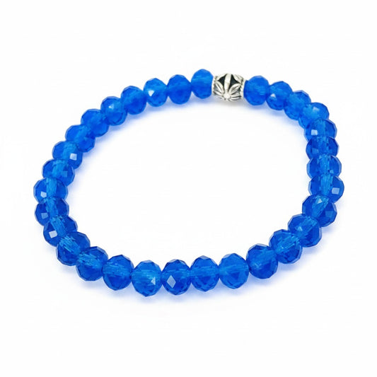 Medium Royal Blue Glass Bead Stretch Bracelet