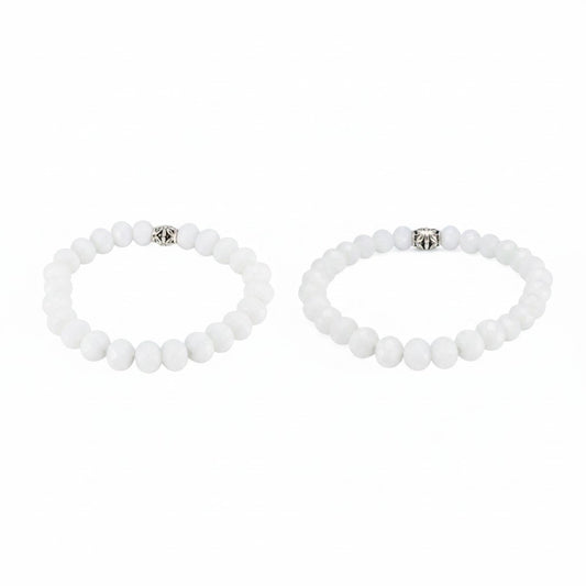 Matte White Glass Bead Stretch Bracelet