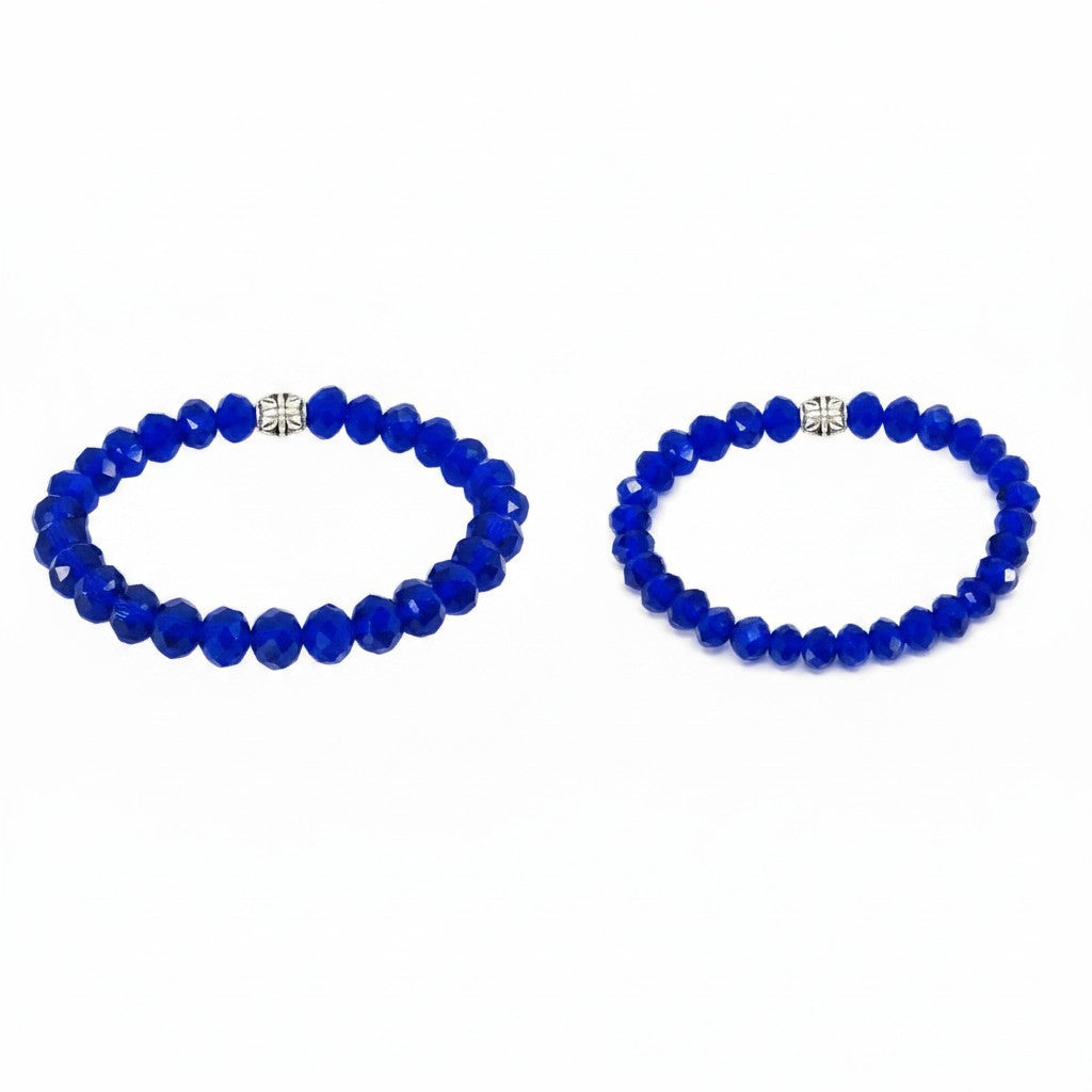 Dark Blue Glass Bead Stretchy Bracelet