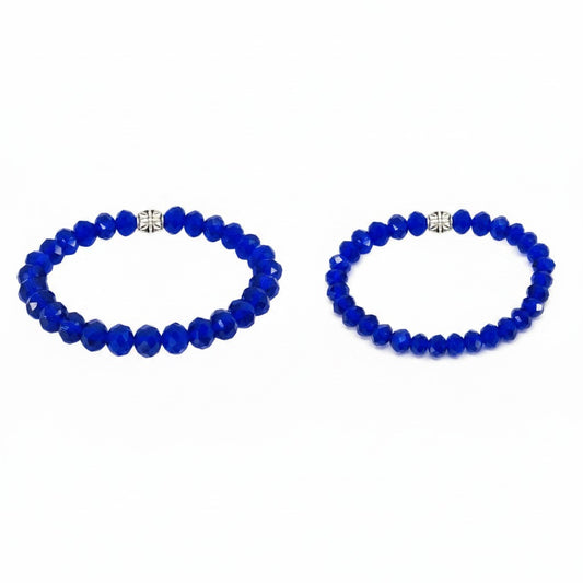 Dark Blue Glass Bead Stretchy Bracelet