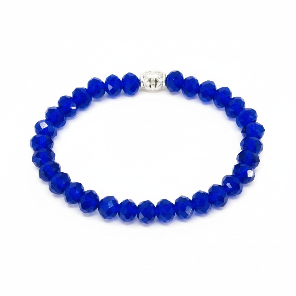 Dark Blue Glass Bead Stretchy Bracelet