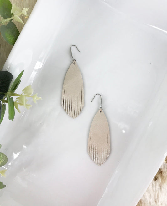 Champagne Leather Earrings - E19-1170