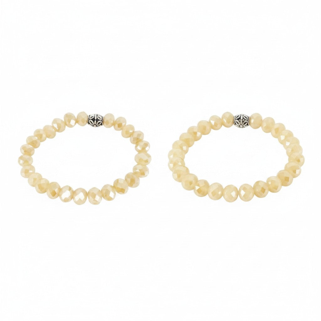 Champagne Glass Bead Stretch Bracelet