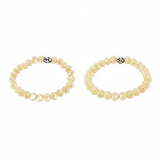 Champagne Glass Bead Stretch Bracelet