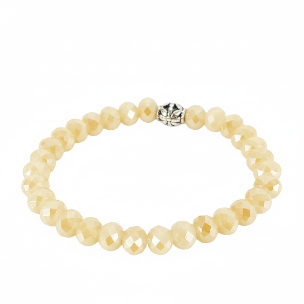 Champagne Glass Bead Stretch Bracelet