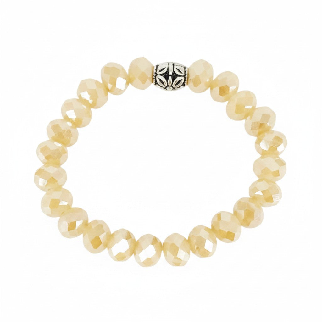 Champagne Glass Bead Stretch Bracelet