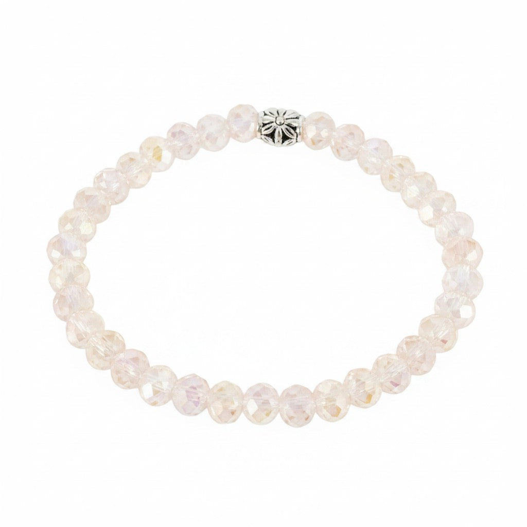 Pink & Gold Glass Bead Stretch Bracelet