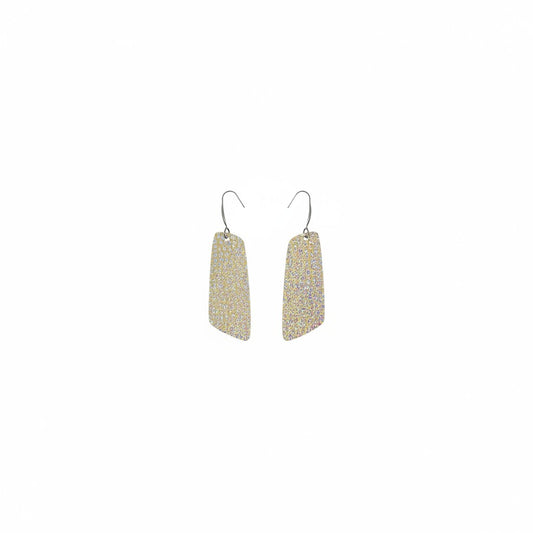 Silver Halo Banana Angled Bar Leather Earrings