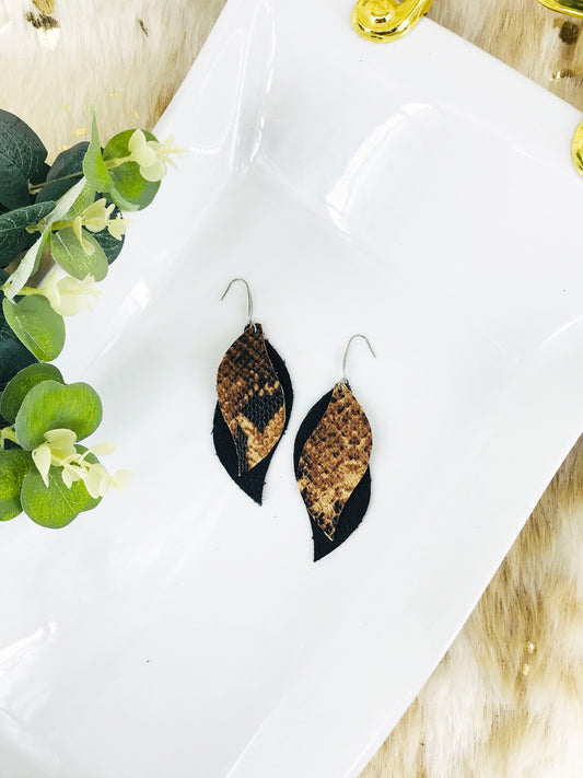 Layered Genuine Leather Earrings - E19-1184